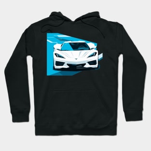 C8 Corvette Racing White sportscar retro design vintage style supercar Classic car vibes with a white C8 Corvette Retro flair for C8 Corvette enthusiasts Hoodie